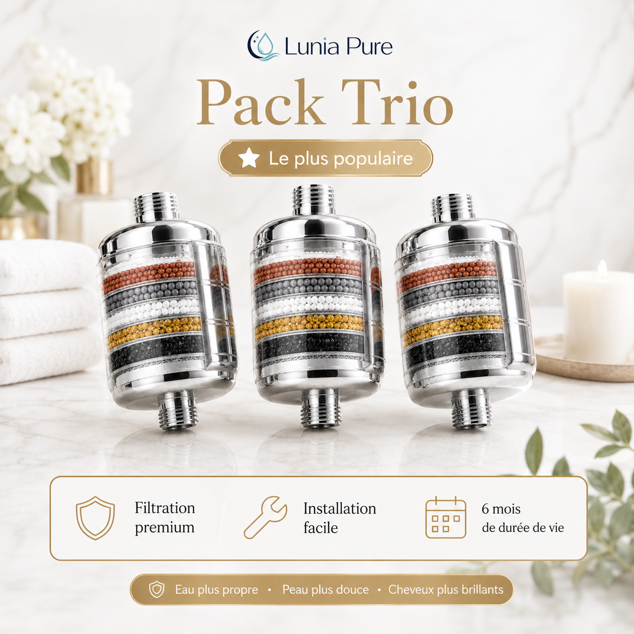 Pack Famille – 3 Filtres Douche Lunia Pure